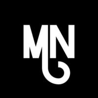 MN Letter Logo Design. Initial letters MN logo icon. Abstract letter MN minimal logo design template. M N letter design vector with black colors. mn logo