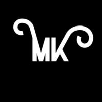 MK Letter Logo Design. Initial letters MK logo icon. Abstract letter MK minimal logo design template. M K letter design vector with black colors. mk logo