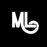 ML Letter Logo Design. Initial letters ML logo icon. Abstract letter ML minimal logo design template. M L letter design vector with black colors. ml logo