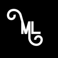 ML Letter Logo Design. Initial letters ML logo icon. Abstract letter ML minimal logo design template. M L letter design vector with black colors. ml logo