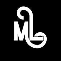 ML Letter Logo Design. Initial letters ML logo icon. Abstract letter ML minimal logo design template. M L letter design vector with black colors. ml logo