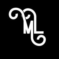 ML Letter Logo Design. Initial letters ML logo icon. Abstract letter ML minimal logo design template. M L letter design vector with black colors. ml logo