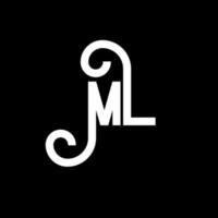 ML Letter Logo Design. Initial letters ML logo icon. Abstract letter ML minimal logo design template. M L letter design vector with black colors. ml logo