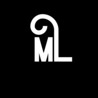 ML Letter Logo Design. Initial letters ML logo icon. Abstract letter ML minimal logo design template. M L letter design vector with black colors. ml logo