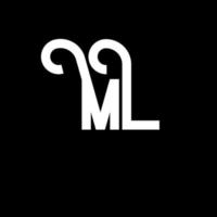 ML Letter Logo Design. Initial letters ML logo icon. Abstract letter ML minimal logo design template. M L letter design vector with black colors. ml logo