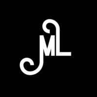 ML Letter Logo Design. Initial letters ML logo icon. Abstract letter ML minimal logo design template. M L letter design vector with black colors. ml logo