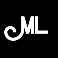 ML Letter Logo Design. Initial letters ML logo icon. Abstract letter ML minimal logo design template. M L letter design vector with black colors. ml logo