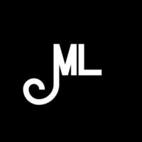 ML Letter Logo Design. Initial letters ML logo icon. Abstract letter ML minimal logo design template. M L letter design vector with black colors. ml logo