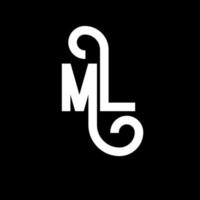 ML Letter Logo Design. Initial letters ML logo icon. Abstract letter ML minimal logo design template. M L letter design vector with black colors. ml logo