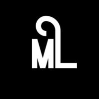 ML Letter Logo Design. Initial letters ML logo icon. Abstract letter ML minimal logo design template. M L letter design vector with black colors. ml logo