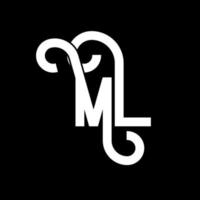 ML Letter Logo Design. Initial letters ML logo icon. Abstract letter ML minimal logo design template. M L letter design vector with black colors. ml logo