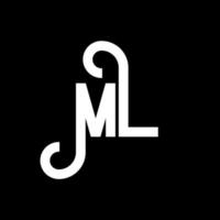 ML Letter Logo Design. Initial letters ML logo icon. Abstract letter ML minimal logo design template. M L letter design vector with black colors. ml logo