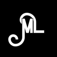 ML Letter Logo Design. Initial letters ML logo icon. Abstract letter ML minimal logo design template. M L letter design vector with black colors. ml logo