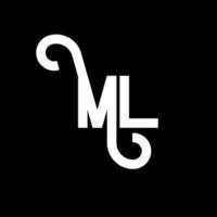 ML Letter Logo Design. Initial letters ML logo icon. Abstract letter ML minimal logo design template. M L letter design vector with black colors. ml logo