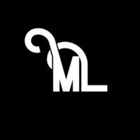 ML Letter Logo Design. Initial letters ML logo icon. Abstract letter ML minimal logo design template. M L letter design vector with black colors. ml logo