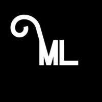 ML Letter Logo Design. Initial letters ML logo icon. Abstract letter ML minimal logo design template. M L letter design vector with black colors. ml logo