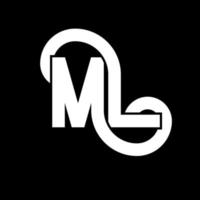 ML Letter Logo Design. Initial letters ML logo icon. Abstract letter ML minimal logo design template. M L letter design vector with black colors. ml logo