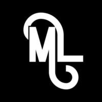 ML Letter Logo Design. Initial letters ML logo icon. Abstract letter ML minimal logo design template. M L letter design vector with black colors. ml logo