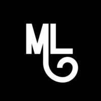 ML Letter Logo Design. Initial letters ML logo icon. Abstract letter ML minimal logo design template. M L letter design vector with black colors. ml logo