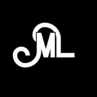 ML Letter Logo Design. Initial letters ML logo icon. Abstract letter ML minimal logo design template. M L letter design vector with black colors. ml logo
