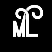 diseño de logotipo de letra ml. icono del logotipo de letras iniciales ml. plantilla de diseño de logotipo mínimo de letra abstracta ml. ml vector de diseño de letras con colores negros. logotipo de ml