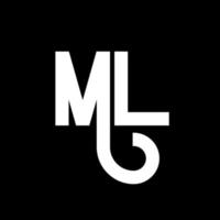 ML Letter Logo Design. Initial letters ML logo icon. Abstract letter ML minimal logo design template. M L letter design vector with black colors. ml logo