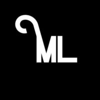 ML Letter Logo Design. Initial letters ML logo icon. Abstract letter ML minimal logo design template. M L letter design vector with black colors. ml logo