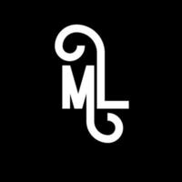 ML Letter Logo Design. Initial letters ML logo icon. Abstract letter ML minimal logo design template. M L letter design vector with black colors. ml logo