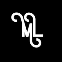 ML Letter Logo Design. Initial letters ML logo icon. Abstract letter ML minimal logo design template. M L letter design vector with black colors. ml logo