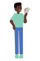 afro man with paperwork vector