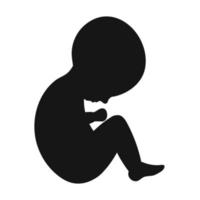 Vector silhouette of a human baby embryo. Conception, pregnancy, fetus, infertility. Black illustration isolated on white background