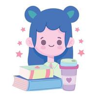 cute girl and books vector