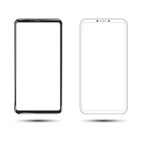 Siver white phone and outline with isolated . black phone and outline with isolated on white backgroundon white background vector