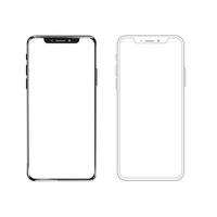 Siver white phone and outline with isolated . black phone and outline with isolated on white backgroundon white background vector