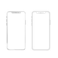 Siver white phone and outline with isolated . black phone and outline with isolated on white backgroundon white background vector