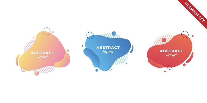 Set of abstract and modern graphic element. Gradient liquid shapes object ornament