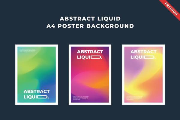 Modern abstract liqiud a4 poster background. Trendy gradient fluid. Editable and printable template