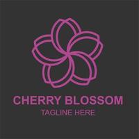 Cherry Blossom line art badge logo icon template vector ilustration design. Spa and beauty company emblem logo concept.