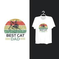 mejor diseño de camiseta de gato papá. vector