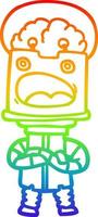 rainbow gradient line drawing cartoon robot vector