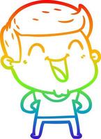 rainbow gradient line drawing cartoon man laughing vector