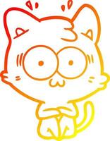 warm gradient line drawing cartoon surprised cat vector