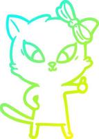 cold gradient line drawing cartoon cat vector