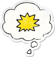 cartoon explosion and thought bubble as a distressed worn sticker vector