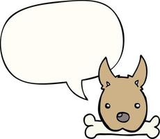 cartoon dog and bone and speech bubble vector