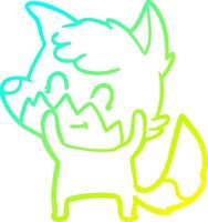 cold gradient line drawing cartoon friendly fox vector