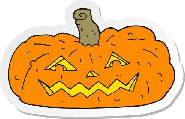 sticker of a cartoon halloween pumpkin