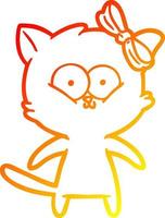 warm gradient line drawing cartoon cat vector