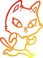 warm gradient line drawing confused cartoon cat vector