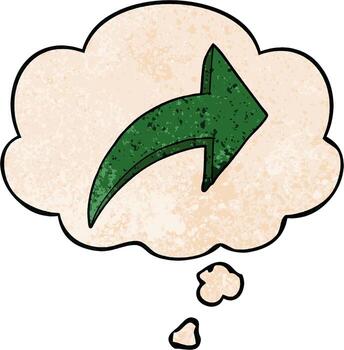 cartoon pointing arrow and thought bubble in grunge texture pattern style vector